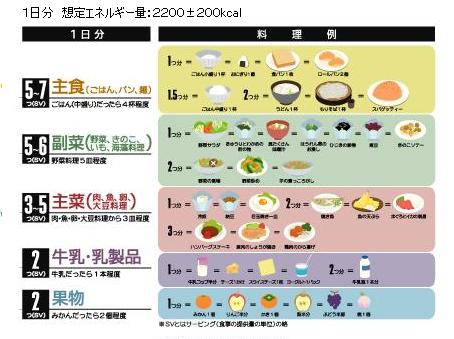 一日に何をどれだけ食べたらよいかわかる食事の料理例