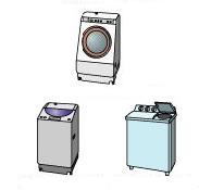 洗濯乾燥機、全自動洗濯機、2層式洗濯機の絵です。