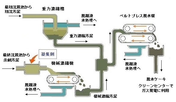 浄化センターの汚泥処理説明画像です。