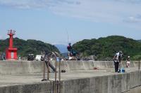 新波止での釣り風景