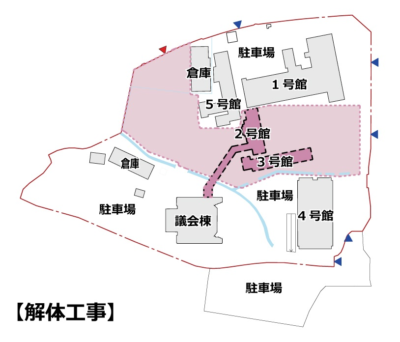 2号館・3号館等解体工事範囲図