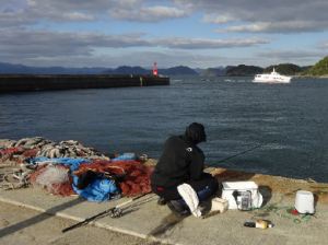 アジ釣りを楽しむ釣り人