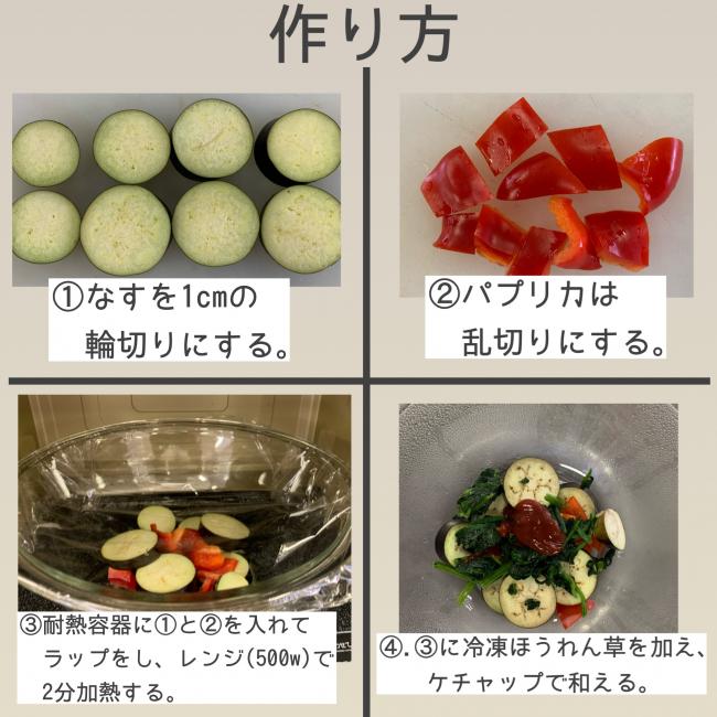 なすとほうれん草のチーズ焼き手順３