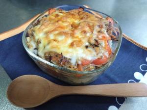 トマトとサバ缶のドリア