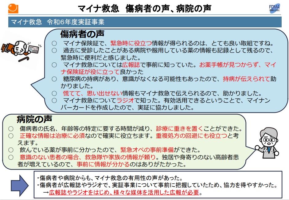 傷病者・病院の声