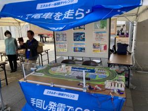 手回し発電機体験装置の写真