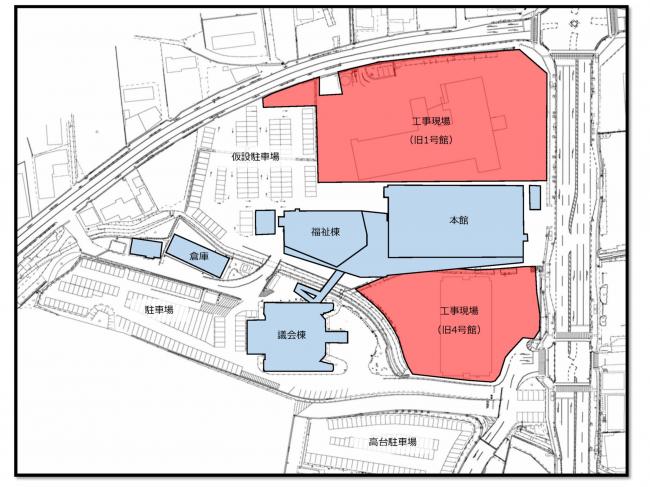 1号館・4号館等解体工事範囲図