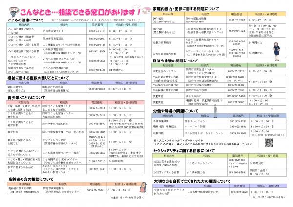 悩みごと相談窓口一覧裏