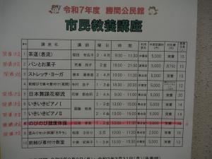 勝間公民館市民教養講座申し込み状況（3月12日現在）2