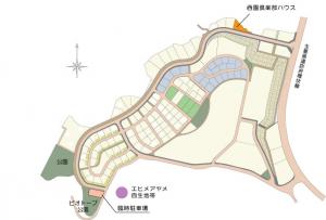 自生地臨時駐車場地図